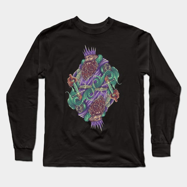 The King Card Illustration Long Sleeve T-Shirt by Tonymidi Artworks Studio